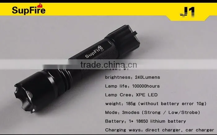 Supfire J1 Rechargeable 3W flashlight camping Led Torch