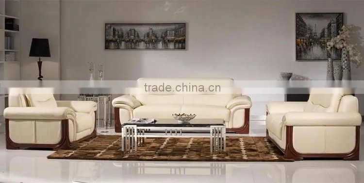 Milk White Genuine Leather 1+2+3 Sectional Sofa