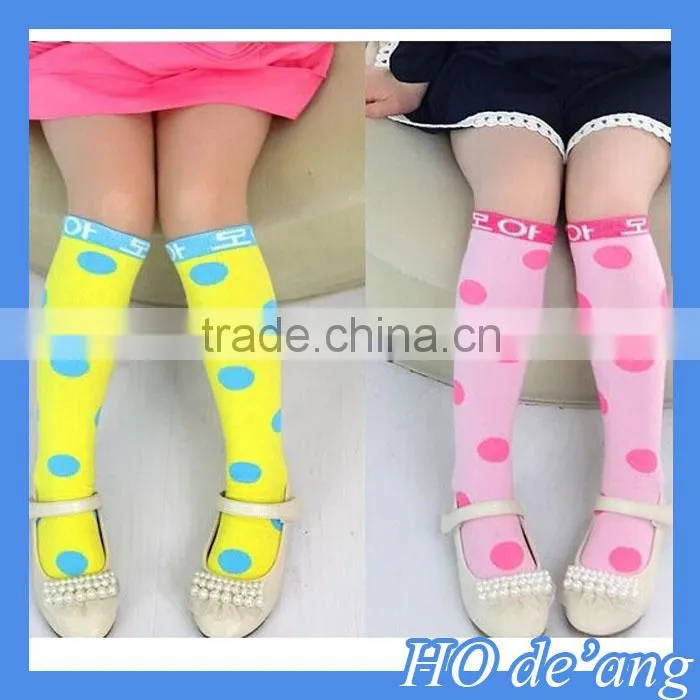 HOGIFT candy-colored Polka Dots Childrens Stocking,child cotton Knee-high socks,baby dress Stockings