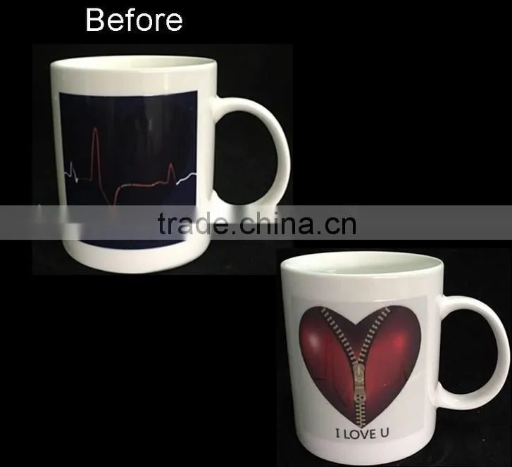 Promotion!!! 11oz ceramic footprint photo color changing magic mug