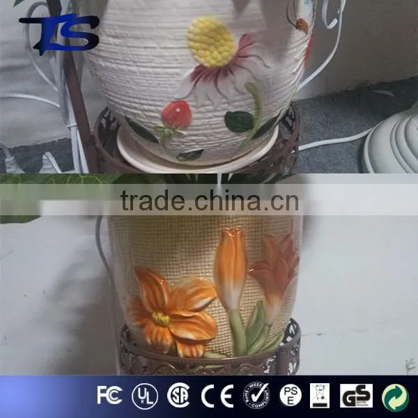 High quality and have CE and ROHS Floor Color change led fiber optic flowers with ceramics pot for sale .