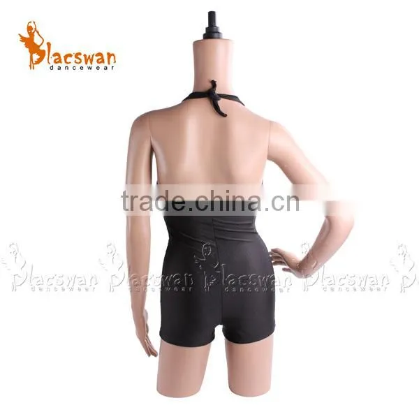 Women's Black Ballet Dance Leotard Halter Strap With Chest Lining