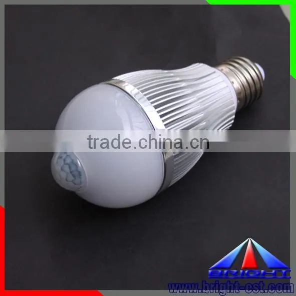 Led Bulb 360 Degree, AC220V/110V 5W 6W white and warm white led sensor bulb light, Motion Sensor Led Bulb