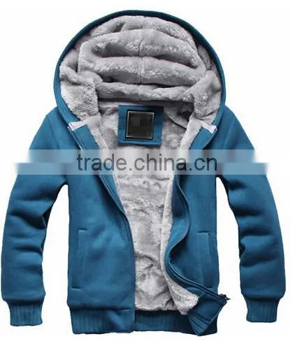 New Thick Velvet Hooded Zip Coat Hoodies men winter jackets