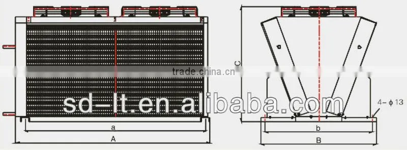 V Type Air Cooled Condenser for Refrigerant Condensing Unit