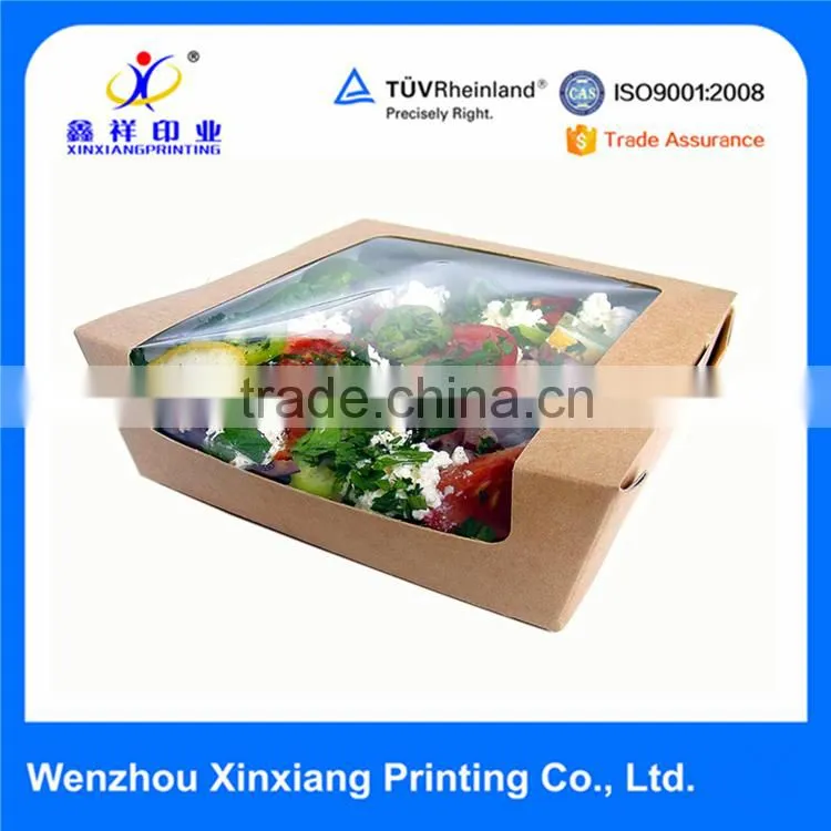 Custom food packaging Kraft salad box with window for take away