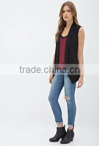 2015 new fashion chiffon back sleeveless women waistcoat