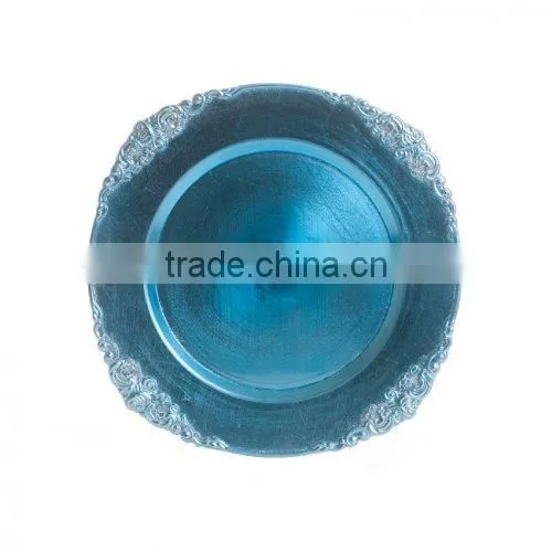 Plastic colorful baroque charger plates