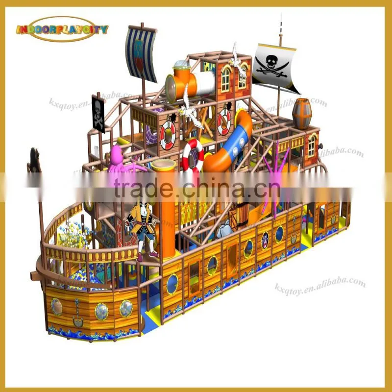 Exciting Wooden material Pirate Boat indoor playground equipment