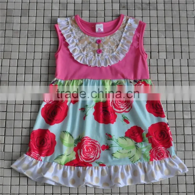 Kids Girls Clothing 2016 Child Fall Outfits Stripe Ruffle Dress Sun Flower Boutique