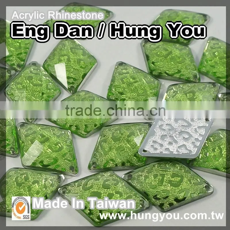 Unique Designs Transparent Flat back Embossed Sew on Acrylic Rhinestone