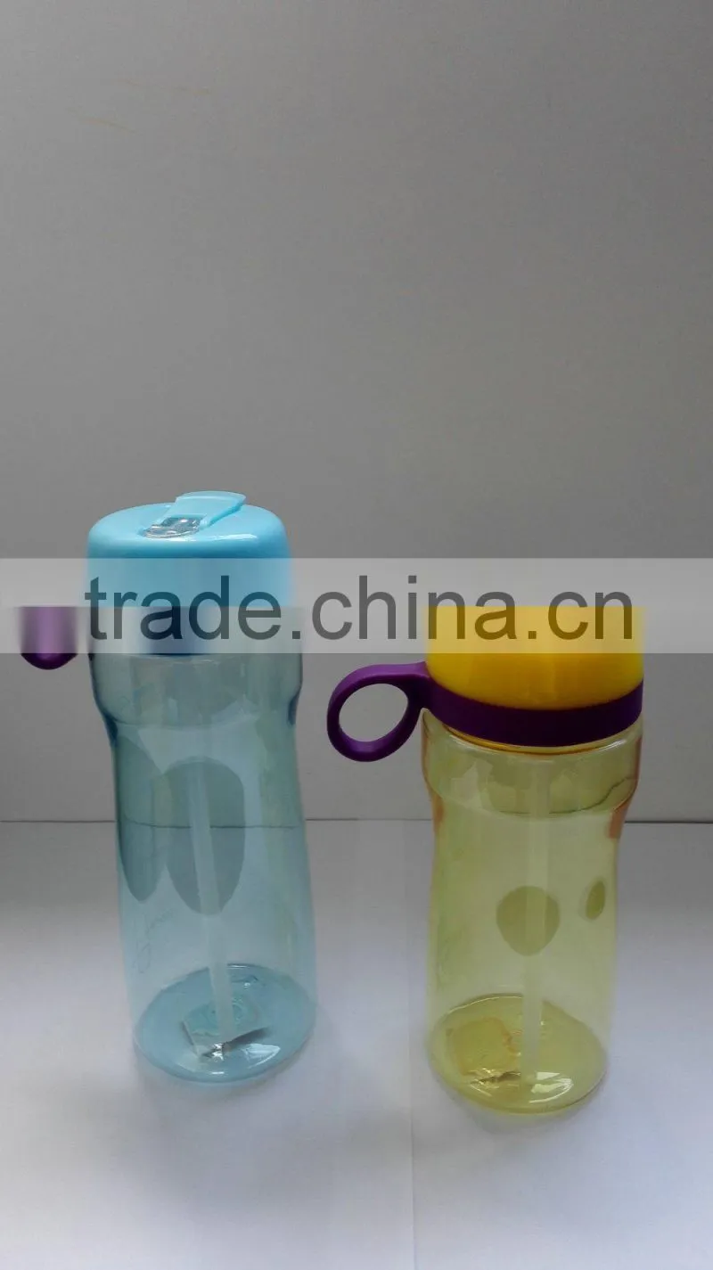 plastic water bottle with straw