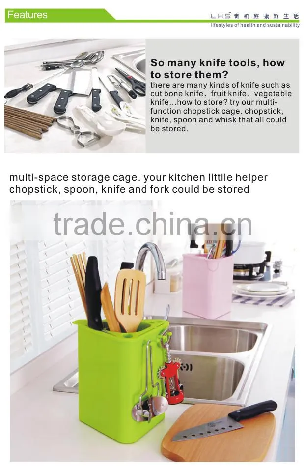 Multi-function spoon fork chopstick knife kitchen plastic storage rack