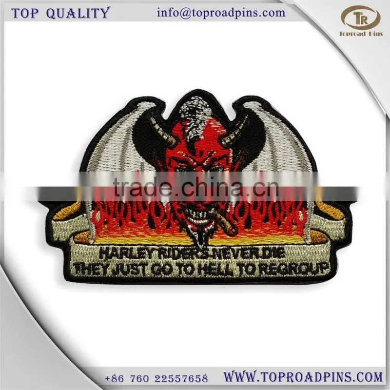 cheap custom fabric embroidery eagle patches with self-adhesive ( hot cut edge )