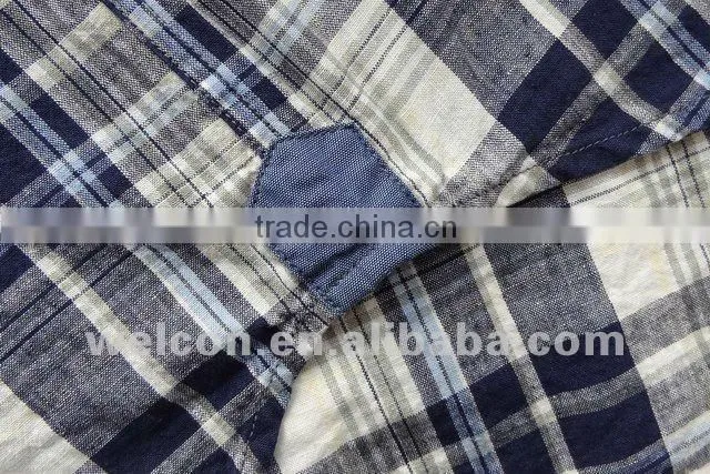 Latest brand design European style slim fit casual plaids fancy fashion men linen shirts