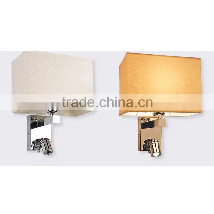 fashion fabric shade 3W led hotel bedside wall light