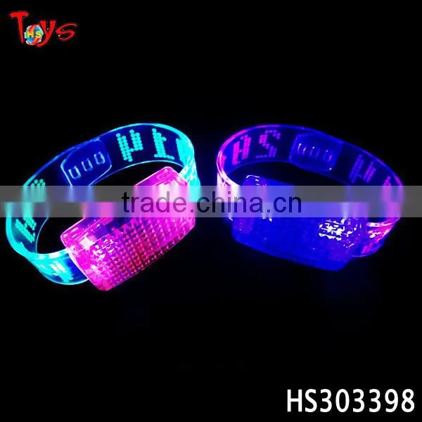 2015 China manufactuer flashing OEM words watch motion led light bracelet