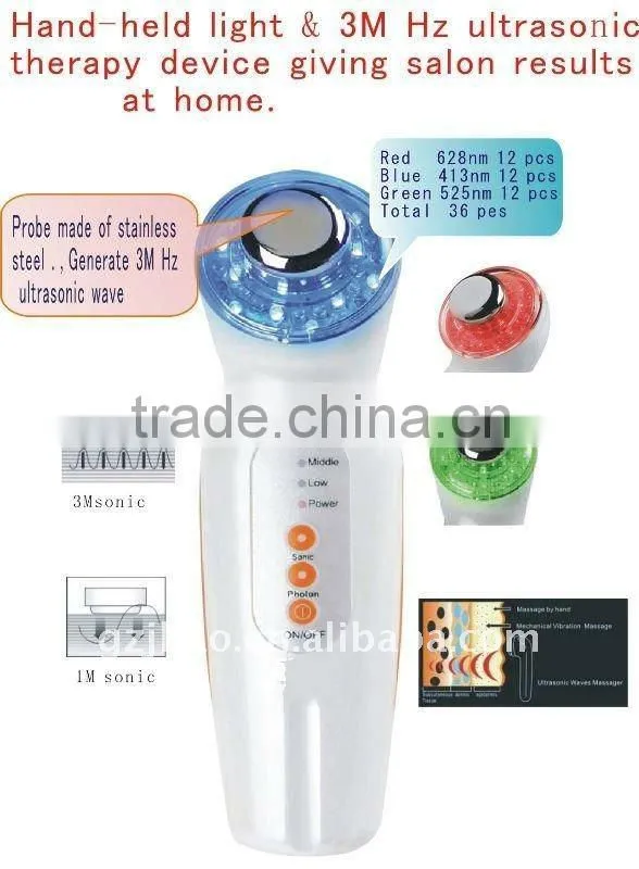 Small/Mini Home facial beauty equipment for wrinkle removal & rejuvenation with LED light therapy + ultrasonic (JB-1053)