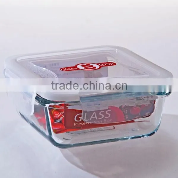 1000ML Food Use and Storage Boxes&Bins Type Rectangular airtight Glass food storage Container with silicone seal