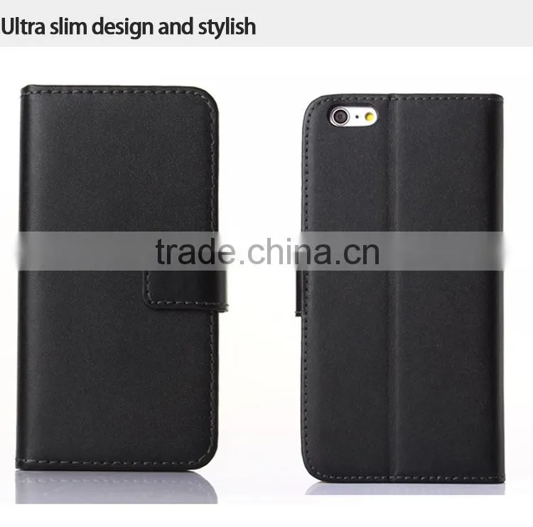 Stitching mobile phone wallet PU flip leather cell phone case cover for iphone 6/ 6 plus with card slots stand function