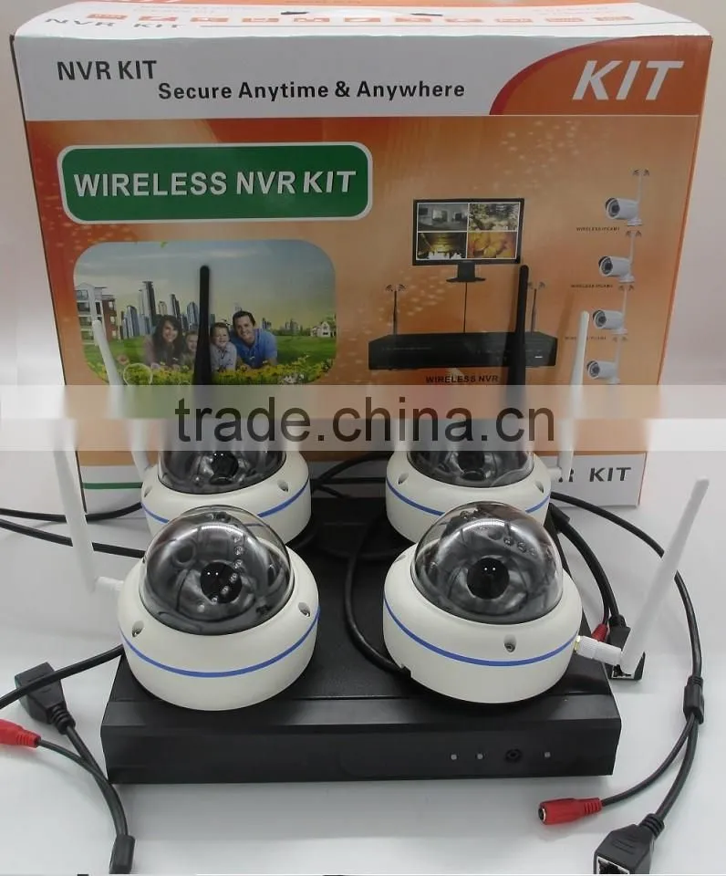 Plug n play IR Dome wifi ip camera 4 channel Wireless nvr kit