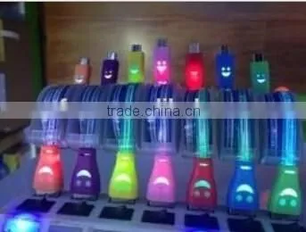 Smile face led light retractable usb data line , led light usb charging data line, usb data charger cable