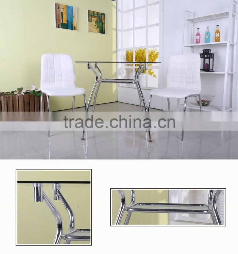 Glass top, metal frame dining table
