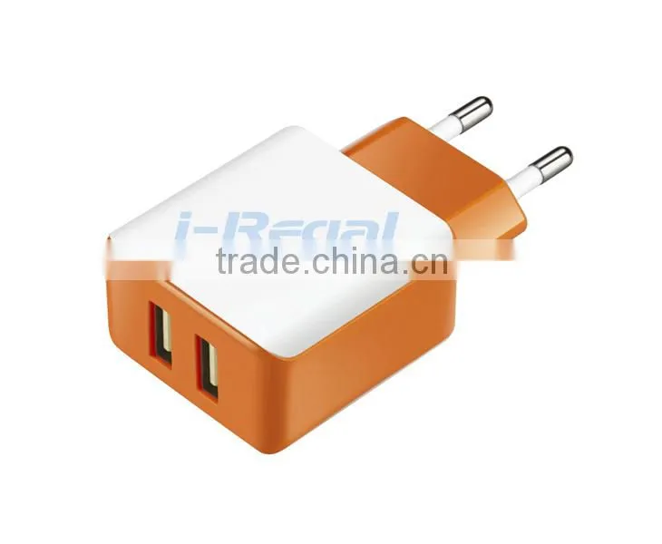 Newest!!!!! 5V 2.1A dual usb mobile phone travel charger,home charger,wall charger