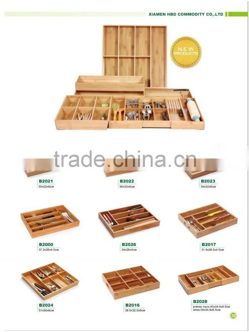 High quality wholesale Wooden Bamboo cutlery tray, flatware tray, flatware organizer