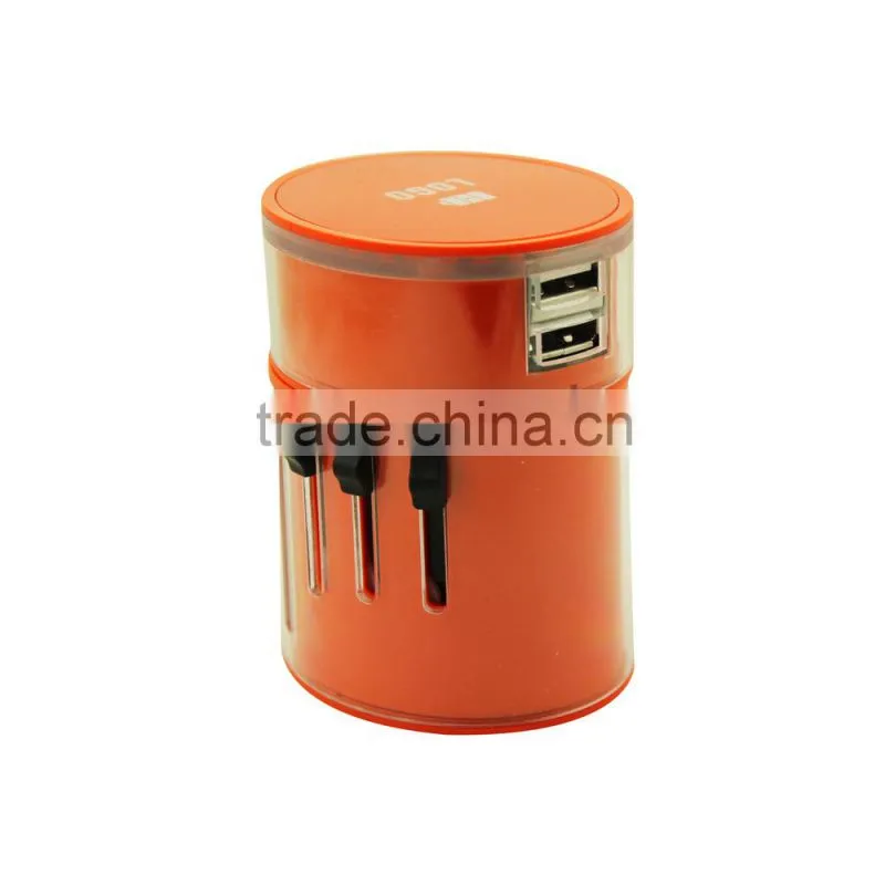 Double USB travel adapter and converter