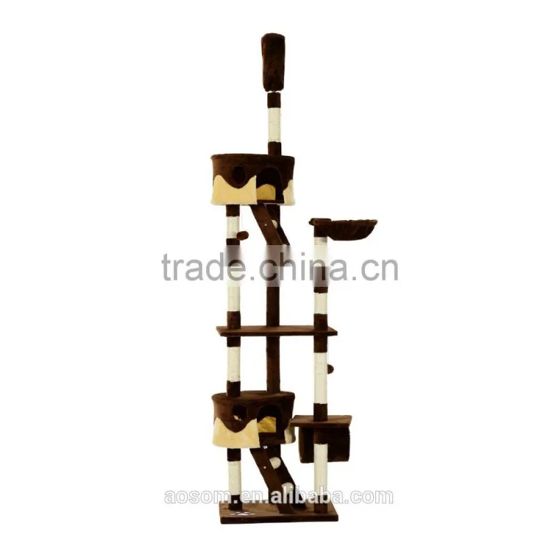 Pawhut Coffee Cream 260cm Cat Tree Kitten Activity Center
