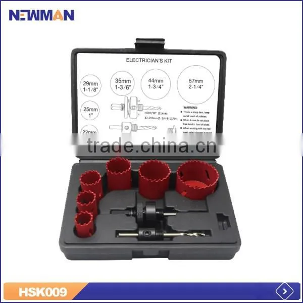 9pcs 22mm-57mm hole saw kit