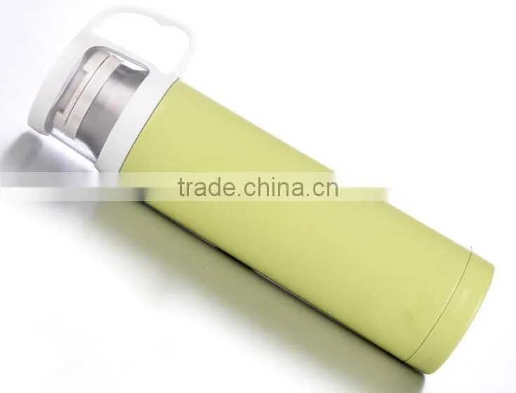 HOT SALE!!!!double wall stainless steel vacuum flask with glass lid cup