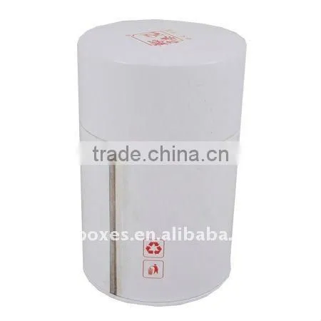 tinplate white round tea tin container ( C184A )