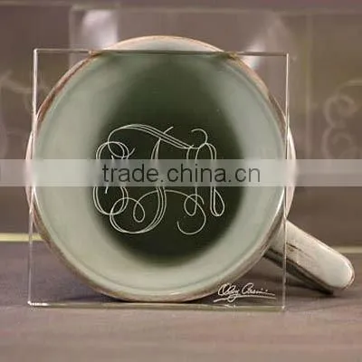 square glass cup coaster