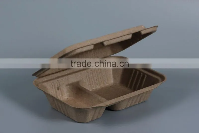 Biodegradable sugarcane bagasse 1000ml food container 9x6 inch
