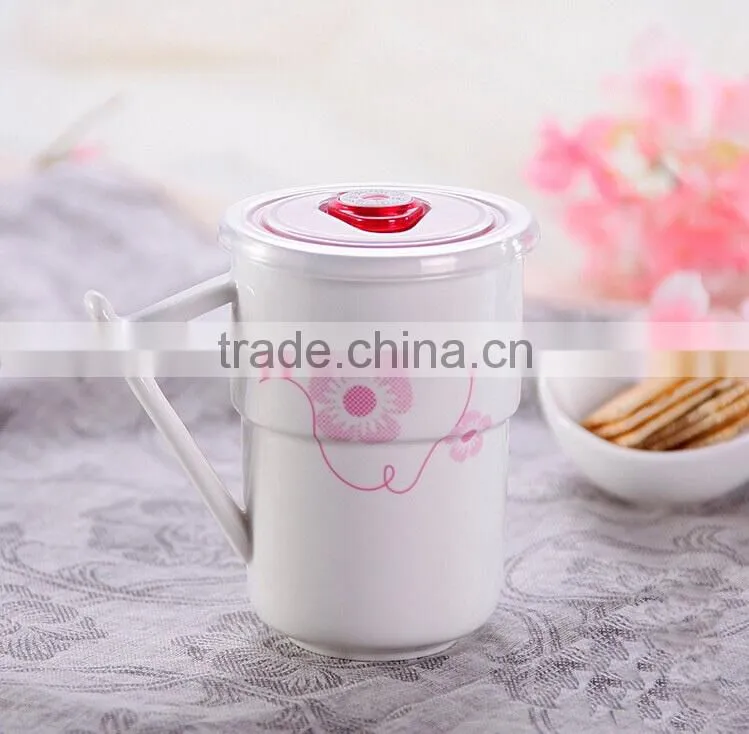 ceramic mug with lid,coffee mug with plastic seal lid,plastic cup,mug with lid