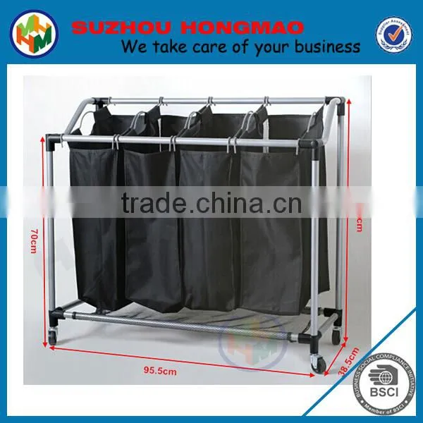 4 compartments Chrome Laundry Sorter with wheel