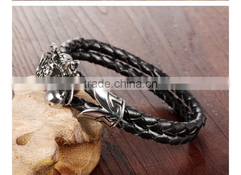 Men's Leather Bracelets 316L Stainless Steel jewelry genuine leather bracelet