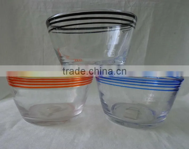 Glass bowl with black edge,clear bowl