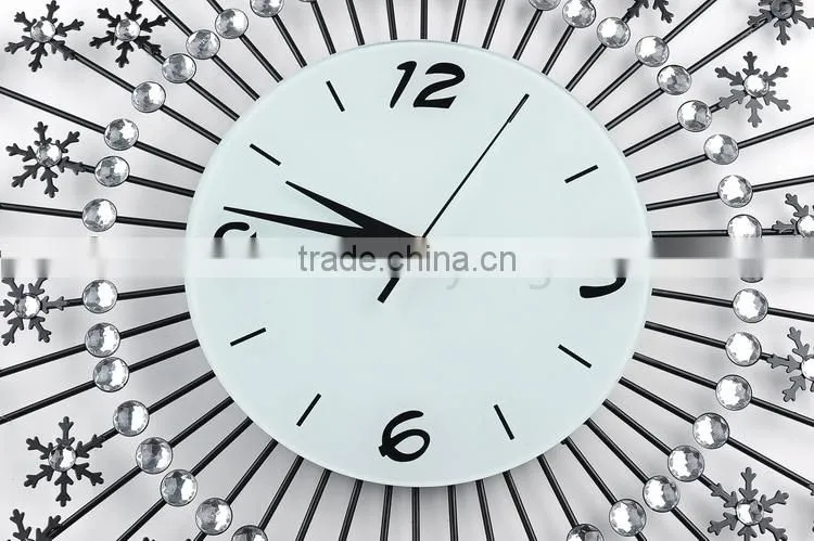 Home decoration metal wall digital clock snow flower