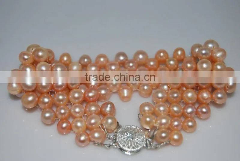 4-5mm Freshwater Pearls Necklace with Bracelet Jewelry Set