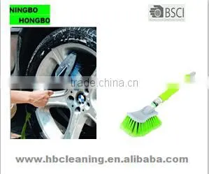 BSCI 3M telescpoic aluminum handle water flow car wash foam brush, telescopic 3m car wash brush squeegee kit ,