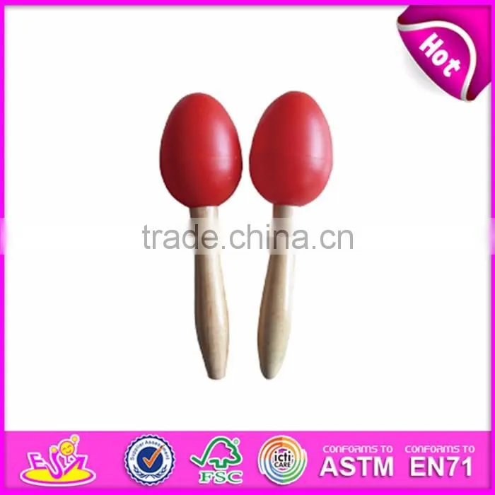 2017 Wholesale custom children mini wooden maracas percussion shaker W07I057