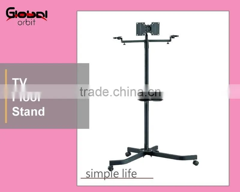 Telescoping Ajustable Shelf Television Display Cart Rotate TV Bracket LCD LED Trolley