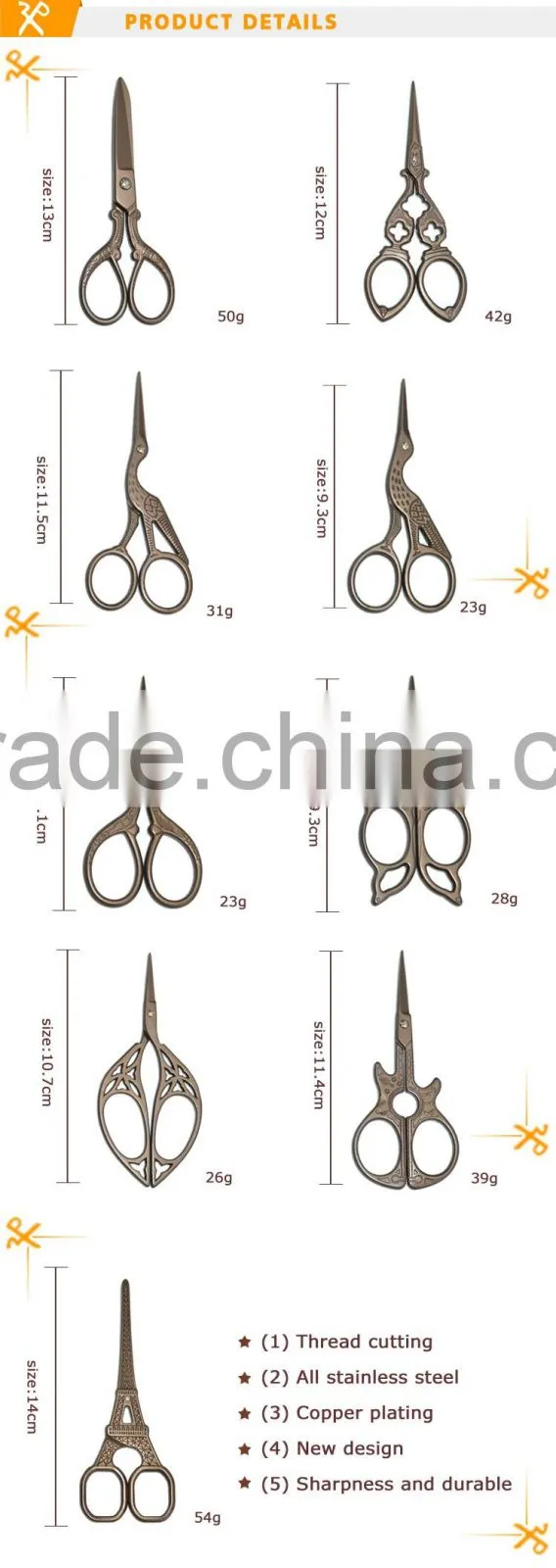 Sewing handmade craft vintage antique embroidery scissors