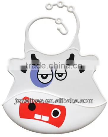 2014 Hot selling 100% Food grade high quality funny soft silicone baby bibs
