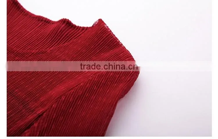 Young lady summer Europe fashion jacquard pleated dress