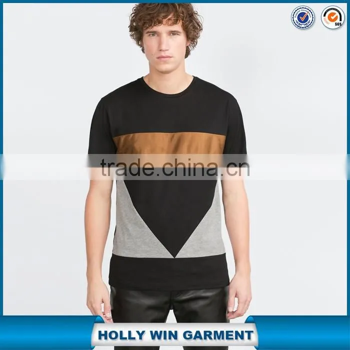 Popular mixed fabric fashion t shirt design block materials