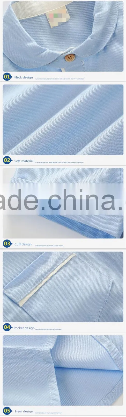 High quality plain blue cotton Polo shirt kindergarten primary school uniform